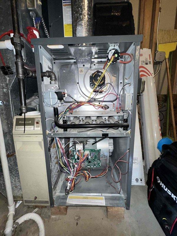 Completed routine cooling maintenance on two HVAC systems as part of ongoing preventative service agreement. Performed comprehensive inspection of furnace units including blower motor assemblies, heat exchangers, electrical control boards, and wiring connections. Verified proper operation of all internal components, checked electrical terminals and connections for secure contact and signs of wear, and confirmed control board functionality. All systems operating within normal parameters with no immediate service needs identified.