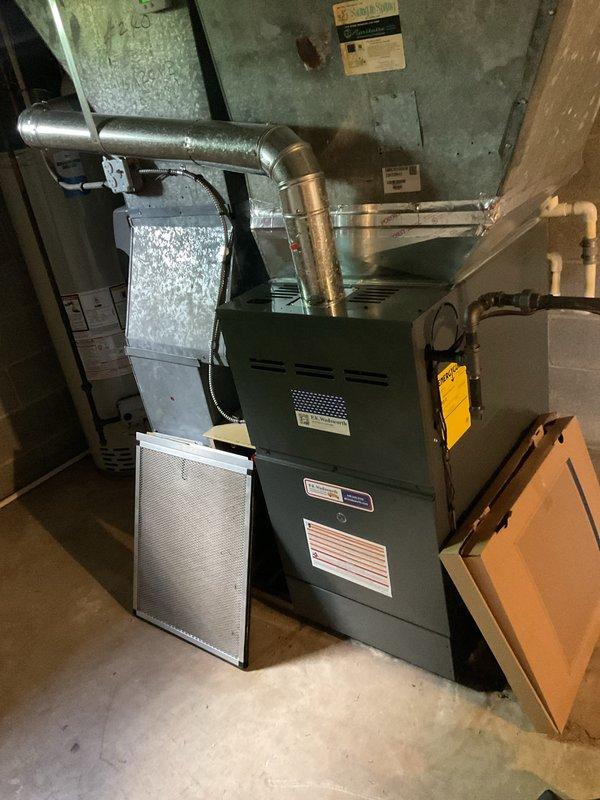 Completed preventive maintenance inspection on residential HVAC cooling system. Performed comprehensive evaluation of furnace unit, ductwork connections, and air distribution components in basement mechanical room and attic space. Verified proper operation of all system components, inspected flexible and rigid ductwork for secure connections and adequate sealing, and confirmed accessibility for future service needs.