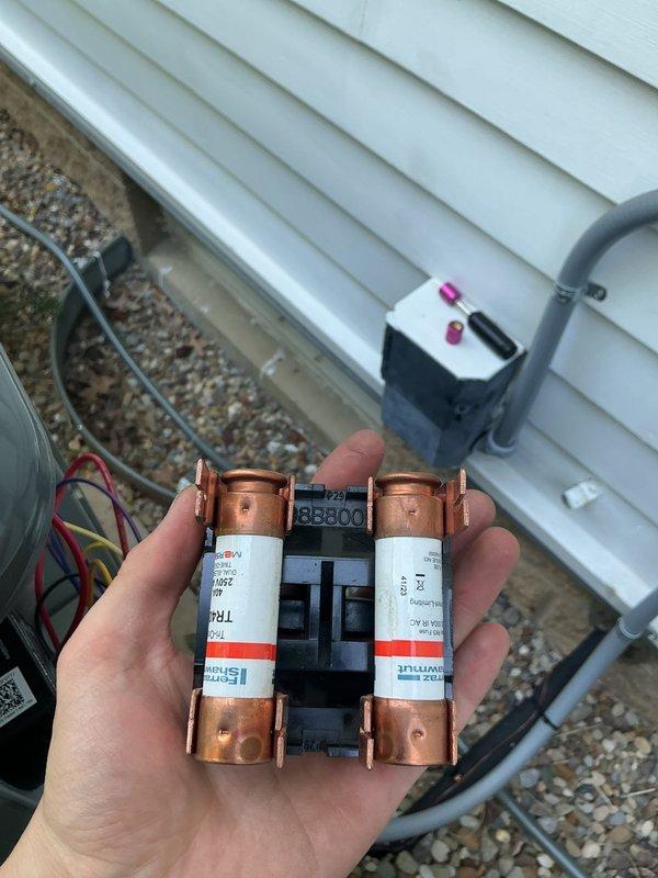 Completed comprehensive HVAC maintenance on two cooling systems, performing electrical diagnostics with clamp meter to verify proper amperage and system performance. Inspected and tested electrical disconnects and fuses at both units, confirming all components were functioning within manufacturer specifications and systems were operating safely and efficiently.