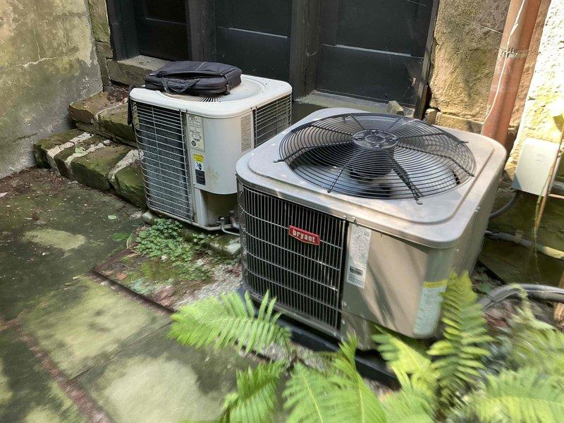 Evaluated air conditioning system serving third-floor zone of residence with two existing HVAC systems, one previously replaced. Assessed outdoor condenser units and indoor equipment to provide replacement options for properly sized unit to address no cooling condition on affected system.
