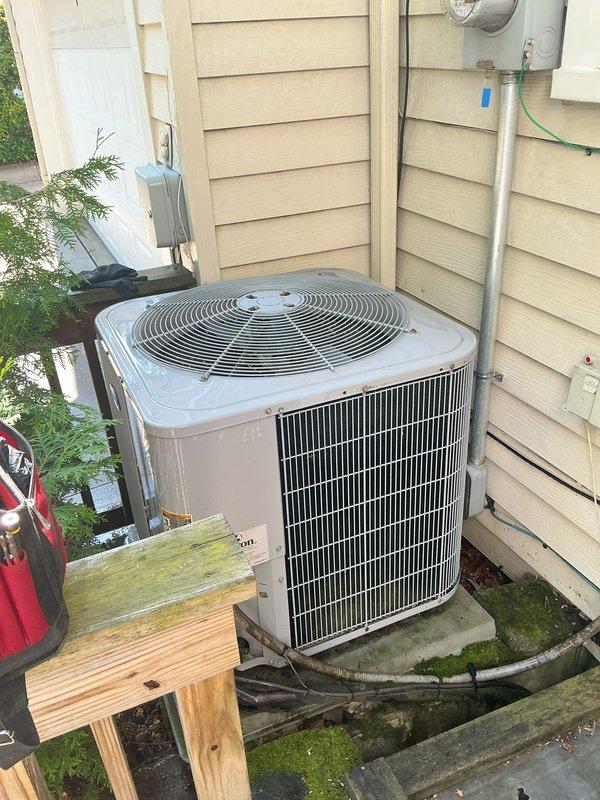 Completed comprehensive cooling season tune-up on residential HVAC system, including inspection of outdoor condenser unit and indoor air handler. Verified proper operation of all components, checked refrigerant levels, cleaned condenser coils, and installed new 12x25x1 Filtrete air filter to ensure optimal airflow and system efficiency for the cooling season.