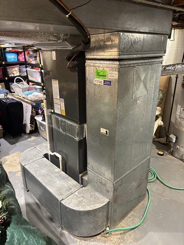 Completed installation of new air conditioning system including indoor air handler unit with integrated control board, capacitor, and electrical components. System was properly wired, refrigerant lines connected to copper fittings, and ductwork integrated with existing infrastructure. All electrical connections were secured, control board tested for proper operation, and unit commissioned to manufacturer specifications with balance payment collected upon completion.