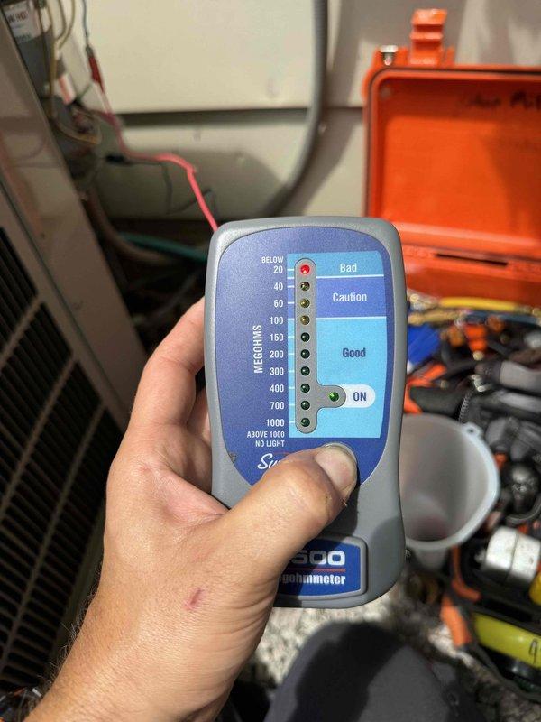 Completed comprehensive cooling system tune-up and performance evaluation. Performed electrical diagnostics using clamp meter to verify proper amperage draw and voltage supply at the outdoor condenser unit, while utilizing vacuum gauge to assess system integrity and refrigerant circuit condition. All measurements fell within manufacturer specifications, confirming optimal system operation and efficiency for continued reliable cooling performance.