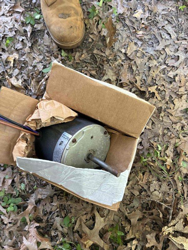 Returned to complete condenser fan motor and capacitor replacement on outdoor HVAC unit. Successfully installed new motor assembly and dual run capacitor, restoring proper system operation and airflow.