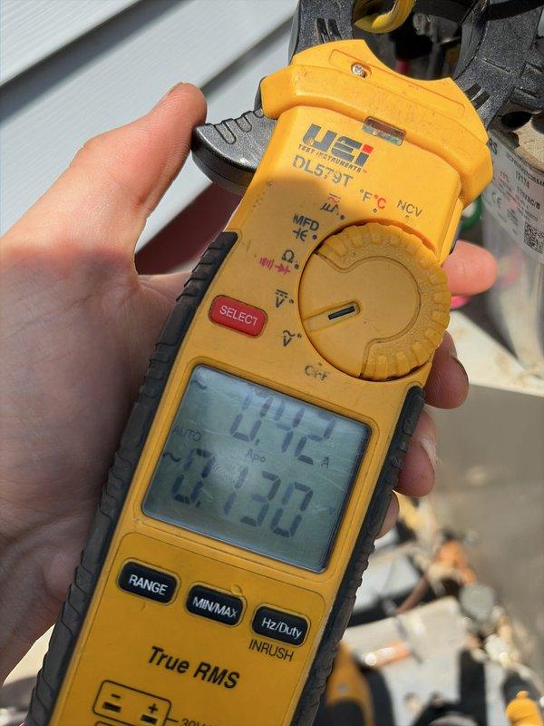 Completed routine cooling system maintenance as part of ongoing preventive maintenance program. Performed comprehensive inspection of air handler unit located in attic space, measuring supply air temperature at 52.5°F to verify proper cooling operation. Conducted electrical diagnostics using clamp meter, recording amperage draw of 0.12A and voltage reading of 27.50V to confirm system components operating within manufacturer specifications. Inspected ductwork, insulation, and air handler cabinet for proper condition and secure connections. All measurements indicate system functioning correctly with no deficiencies noted.