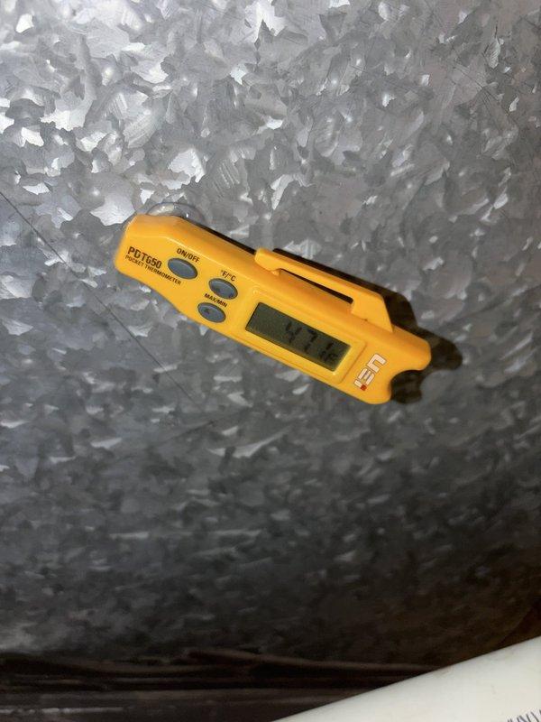 Completed scheduled preventive maintenance on cooling system. Performed comprehensive inspection of unit components, verified proper electrical connections at control terminal block, and documented temperature readings using calibrated digital thermometer. All system parameters found within normal operating range and unit confirmed operational.