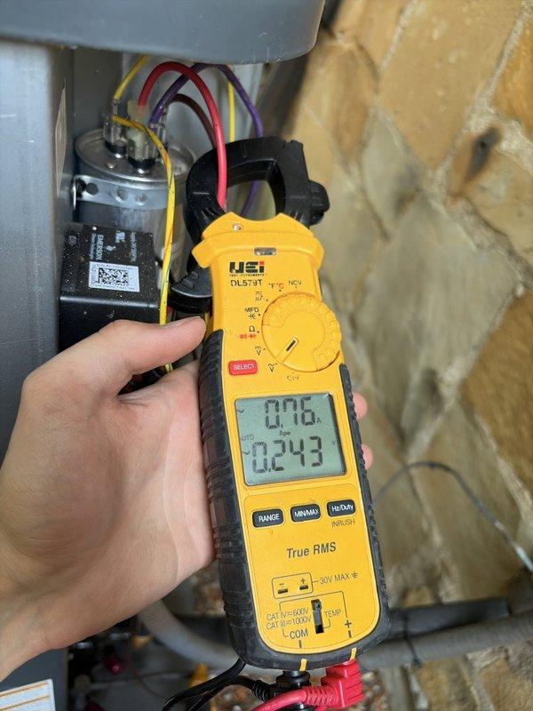 Completed scheduled cooling maintenance on two HVAC systems. Performed comprehensive inspection of both units, replaced dirty air filters showing significant dust accumulation, and conducted electrical diagnostics on blower motor assembly using clamp meter to verify proper amperage draw and system performance. All components tested within normal operating parameters and systems returned to optimal cooling operation.