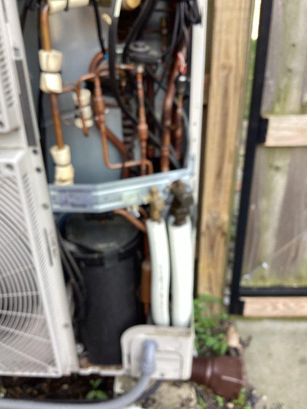 Completed comprehensive cooling season tune-up on dual HVAC system. Performed full system diagnostics with manifold gauges to verify refrigerant charge levels and pressures on both outdoor condensing units. Inspected all copper refrigerant lines, electrical connections, and drainage systems for proper operation and wear. All components found to be functioning within manufacturer specifications with no deficiencies noted.