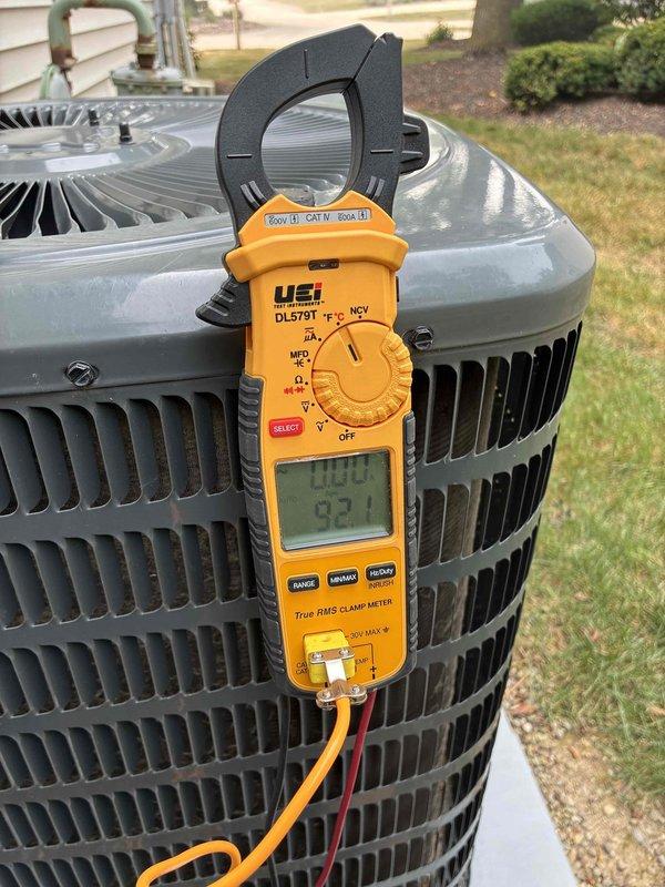 Completed comprehensive cooling system tune-up on residential HVAC unit. Performed diagnostic testing using clamp meter to verify electrical readings and system performance. Inspected capacitor, noting corrosion on terminals, and verified all wire connections for proper operation.