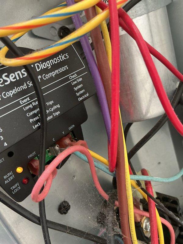 Completed scheduled preventive maintenance on residential cooling system. Performed comprehensive inspection of outdoor condensing unit, checked refrigerant line connections and service valves, and utilized Copeland compressor diagnostic equipment to verify proper compressor operation and electrical parameters. All components found operating within normal specifications with no immediate service needs identified.