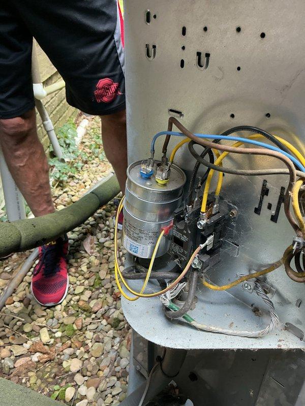 Responded to no cooling complaint on residential air conditioning system. Upon arrival, inspected outdoor condensing unit and found electrical components accessible for diagnostic testing. Examined capacitor, contactor, and associated wiring connections for proper operation and signs of failure. Proceeded to indoor air handler unit to measure temperature differentials across evaporator coil using digital thermometer to verify system performance. Identified issue, performed necessary repairs to restore cooling operation, and confirmed system returned to normal function with adequate airflow and temperature split.