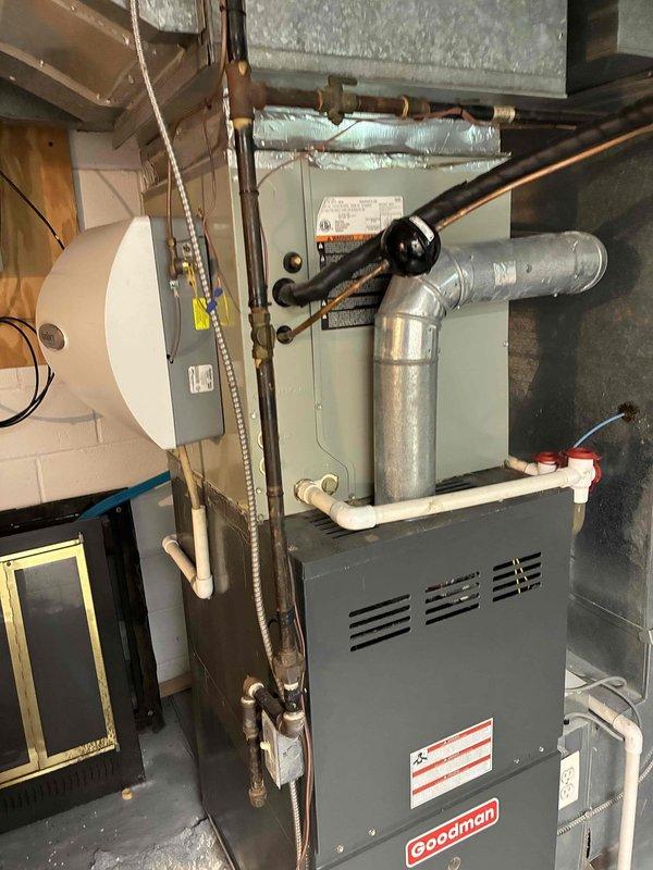 Returned to property to complete gas repair work on residential HVAC system. Addressed gas-related issues on Goodman furnace unit located in basement mechanical room. Completed necessary repairs to restore safe gas operation of heating equipment. System tested and verified operational upon completion of repair work.