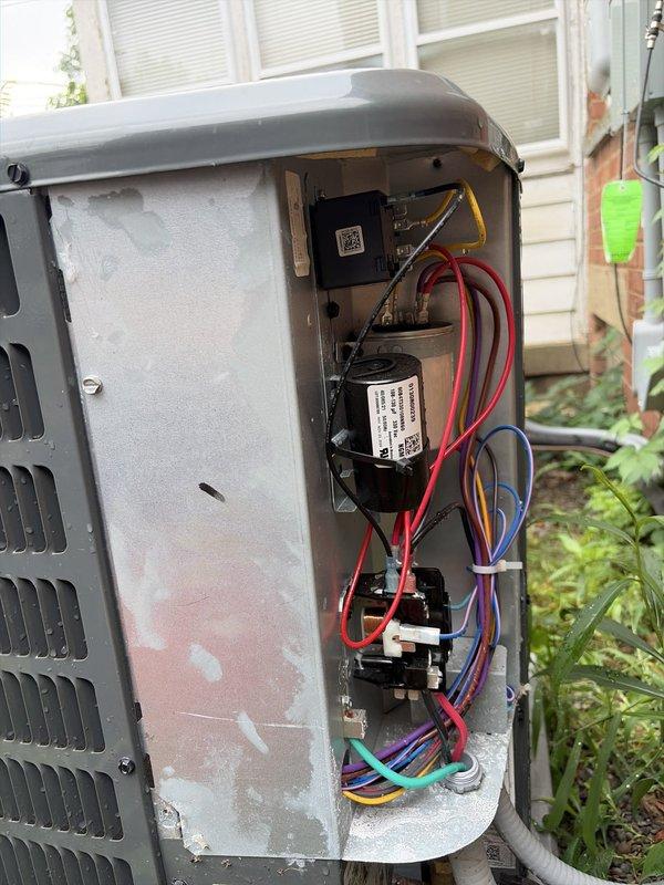Completed routine cooling maintenance on two HVAC systems as part of scheduled preventive service. Performed comprehensive inspection of indoor air handler unit, verifying proper airflow and filter condition, and conducted electrical diagnostics using digital testing equipment. Inspected outdoor condensing unit, checking electrical components including capacitor, contactor relay, and control module connections, ensuring all wiring and components were secure and functioning within normal operating parameters.