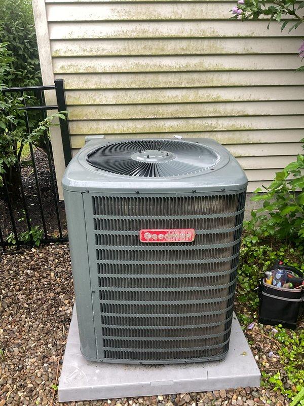 Completed scheduled preventative maintenance on residential split-system air conditioning unit. Performed comprehensive inspection of outdoor condensing unit and indoor air handler, verified refrigerant levels, checked electrical connections, cleaned condenser coils, and confirmed proper drainage from condensate line. System operating within manufacturer specifications with no deficiencies noted.