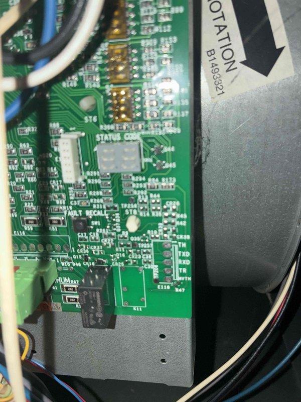 Performed comprehensive cooling maintenance on two HVAC systems. Inspected control board components, verifying all electronic connections, solder joints, and wiring harnesses were secure and functioning properly. Replaced air filter and confirmed proper installation within the air handling unit housing.