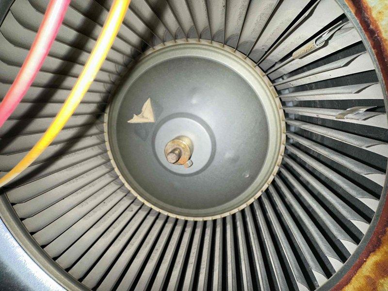 Completed scheduled preventive maintenance on residential air conditioning system. Performed diagnostic testing with digital multimeter, recording system readings at 632 to verify proper electrical operation. Inspected evaporator coil for cleanliness and airflow obstruction. Examined blower wheel assembly, which showed acceptable condition with minor dust accumulation on blades. Noted some surface corrosion on adjacent metal housing components that will require monitoring during future service visits. All system components operational and functioning within normal parameters at time of inspection.