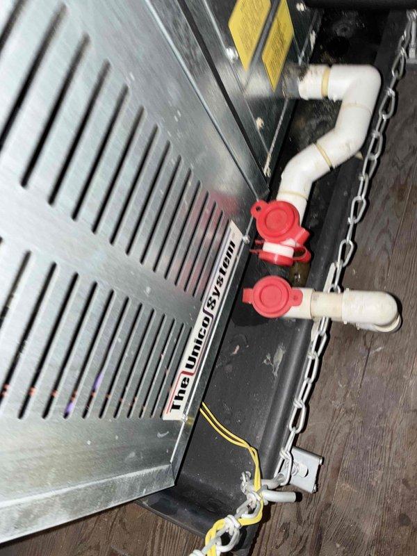 Completed comprehensive cooling season tune-up on two HVAC systems. Performed standard maintenance procedures including inspection of the LincUp system components, verified proper operation of shut-off valves and PVC condensate drain lines, measured supply air temperature at 61.5°F confirming adequate cooling performance, and inspected all accessible equipment for proper operation and safety compliance.