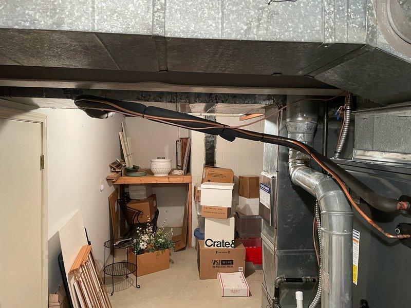 Responded to warranty concern regarding installation piping aesthetics. Inspected indoor and outdoor HVAC equipment, verified all refrigerant lines, condensate drainage, and electrical connections meet manufacturer specifications and code requirements. Documented system installation with photographs showing proper mounting, line set routing, and equipment placement for warranty records.