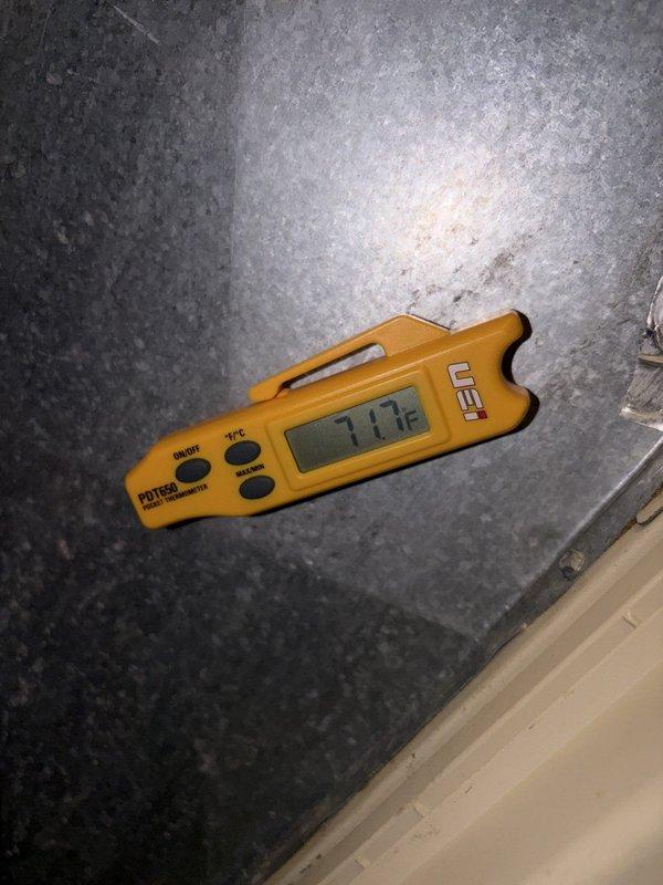 Completed comprehensive cooling maintenance on HVAC system, including electrical diagnostics using digital clamp meter to verify proper amperage draw and voltage readings at outdoor condensing unit. Performed temperature measurements confirming system operational parameters within manufacturer specifications at 71.6°F, with all electrical connections inspected and found secure at junction box.