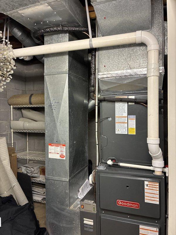 Returned to site to complete replacement of refrigerant lineset and outdoor condensing unit. Removed existing lineset and installed new copper refrigerant lines from indoor air handler to exterior condenser location. Mounted replacement condenser unit on outdoor pad, connected electrical service, and brazed refrigerant lines to both indoor and outdoor coils. Evacuated system to proper vacuum levels, charged unit with refrigerant to manufacturer specifications per equipment nameplate, and verified proper weight using precision electronic scale. Tested system operation, confirmed proper amperage draw, and verified all connections for leaks. Unit operating within normal parameters upon completion.