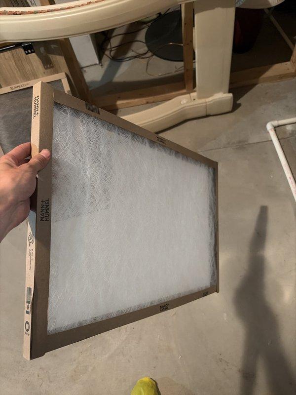Completed HVAC tune-up service on residential system. Performed temperature measurements on ductwork, recording 74.3°F readings to verify proper air distribution. Inspected air filter condition, which showed satisfactory cleanliness with minimal debris accumulation in the fibrous media.