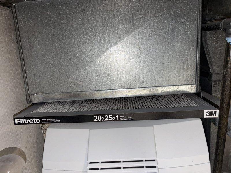 Completed scheduled cooling system maintenance visit. Inspected and serviced air conditioning unit, including examination of electrical components, capacitor, contactor, and condenser coil. Verified proper wiring connections and replaced 20x25x1 air filter to ensure optimal airflow and system efficiency.