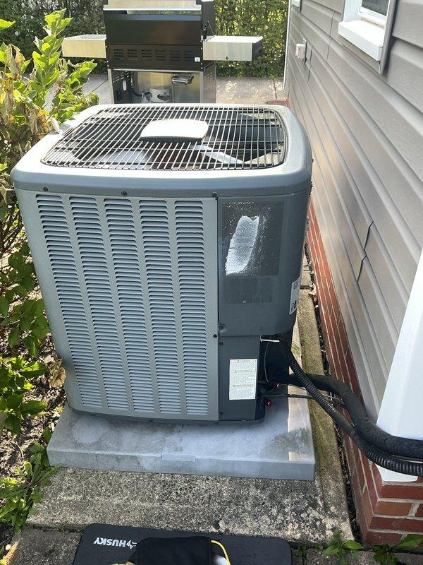 # HVAC Cooling System Maintenance Completed

Performed comprehensive cooling system maintenance on residential split HVAC system. Inspected indoor furnace unit located in basement mechanical room, verifying proper operation of blower assembly and checking all electrical connections at service panel. Examined PVC condensate drain lines for proper pitch and drainage, ensuring no blockages present. Assessed refrigerant line insulation integrity along copper line set.

Proceeded to outdoor condenser unit for external inspection and maintenance. Verified condenser unit level on concrete pad with no settling observed. Cleaned condenser coils and checked fan motor operation. Inspected electrical disconnect and refrigerant line connections at unit. Confirmed proper airflow through condenser louvers with adequate clearance from surrounding vegetation. All system components operating within normal parameters. System ready for continued cooling season operation.