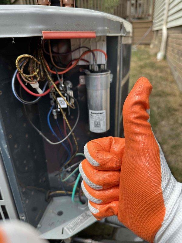 Completed comprehensive cooling system tune-up on residential outdoor HVAC unit. Performed full system inspection including electrical component examination, capacitor testing, and operational verification. Supply air temperature measured at 57.8°F, confirming proper cooling performance. All electrical connections, wiring, and internal components found in good working condition with no immediate service needs identified.