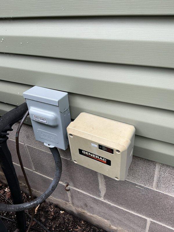 Responded to service call for non-operational air conditioning system approximately one year old. Upon arrival, conducted diagnostic evaluation of the outdoor condensing unit and associated electrical components. Inspected electrical disconnect box, generator transfer switch connections, and conduit routing to verify proper power supply to the AC system. Identified and resolved the issue preventing unit operation, restoring full cooling functionality to the system.