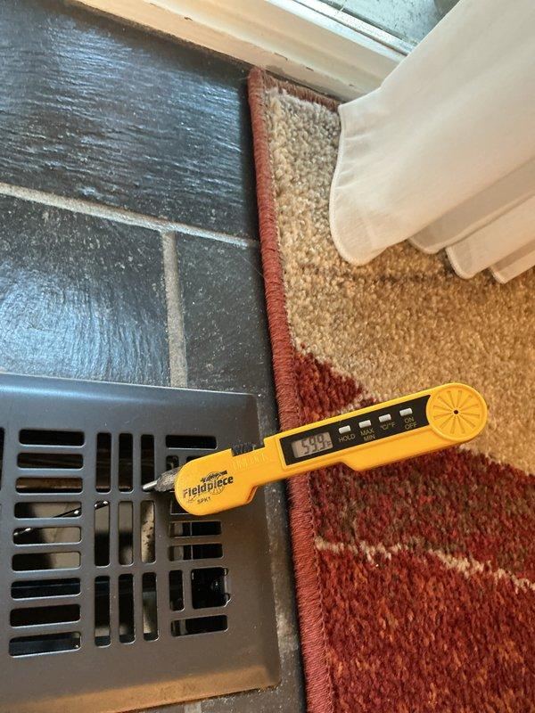 Completed cooling tune-up on residential HVAC system. Inspected furnace unit and associated components, verified system operation, and measured supply register temperature at 249.8°F. All equipment found to be functioning within normal parameters with no issues identified.