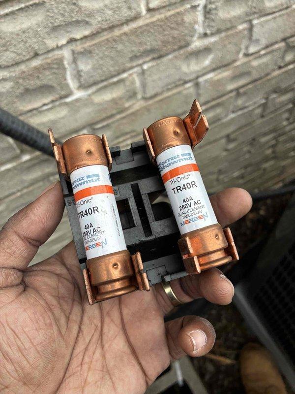 Completed preventive maintenance on two cooling systems as part of recurring service agreement. Performed comprehensive inspection of both units including electrical connections, contactors, and safety components. Inspected and documented condition of 40-amp TR40R fuses and verified proper terminal connections on contactors with all associated wiring intact and secure.