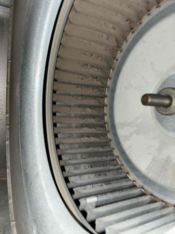 Completed comprehensive cooling system tune-up service including thorough inspection of blower assembly and electrical components. Inspected dual-run capacitor (50+5µF, 370V) with proper wire connections and verified blower wheel operation, noting dust accumulation on fan blades typical of normal system use.