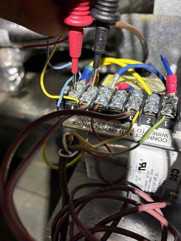 Responded to service call for HVAC unit that was continuously running. Diagnosed and replaced failed low voltage components including control relays, freeze sensor, and water safety switch. Performed voltage testing at terminal block and verified proper amperage draw using clamp meter. Tested all control circuits and confirmed proper system operation with appropriate cycling upon completion of repairs.