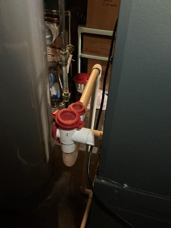 Completed scheduled preventative maintenance on residential Amana air conditioning system. Inspected outdoor condenser unit, verified proper operation of fan motor and compressor, checked refrigerant levels, and cleaned condenser coils. Examined indoor plumbing connections and shutoff valves in mechanical closet for any signs of leaks or moisture issues that could affect system performance. All components found operating within normal parameters with no immediate service needs identified.