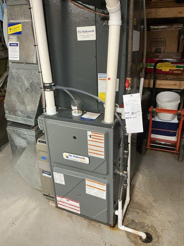 Responded to no-cool complaint on residential HVAC system with P.K. Wadsworth furnace and outdoor condensing unit. Upon arrival, confirmed system would not power on; performed diagnostic testing of electrical components, thermostat communication, and safety circuits to identify root cause and restore cooling operation to the unit.
