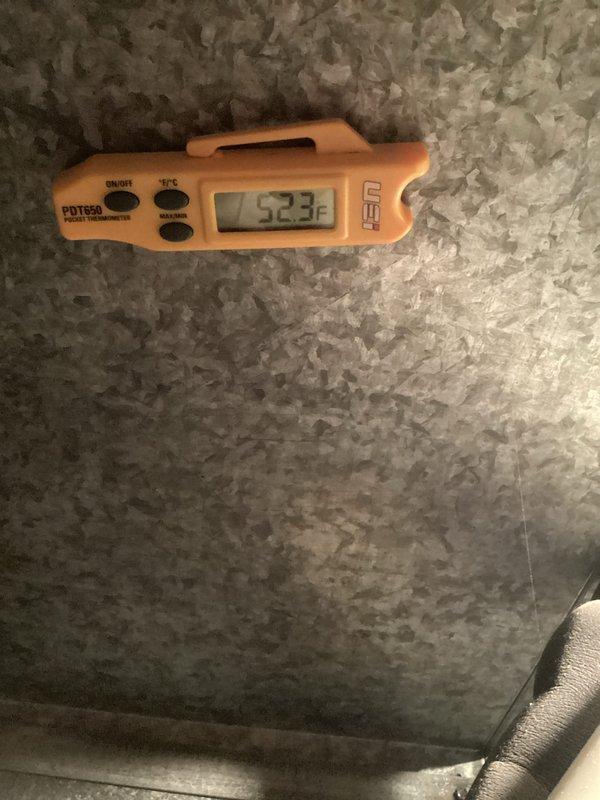 Completed routine cooling maintenance on aging HVAC system, including inspection of electrical components, capacitor connections, and refrigerant lines. Verified proper system operation with supply air temperature reading of 52.3°F and documented all electrical connections and diagnostic points for service records.