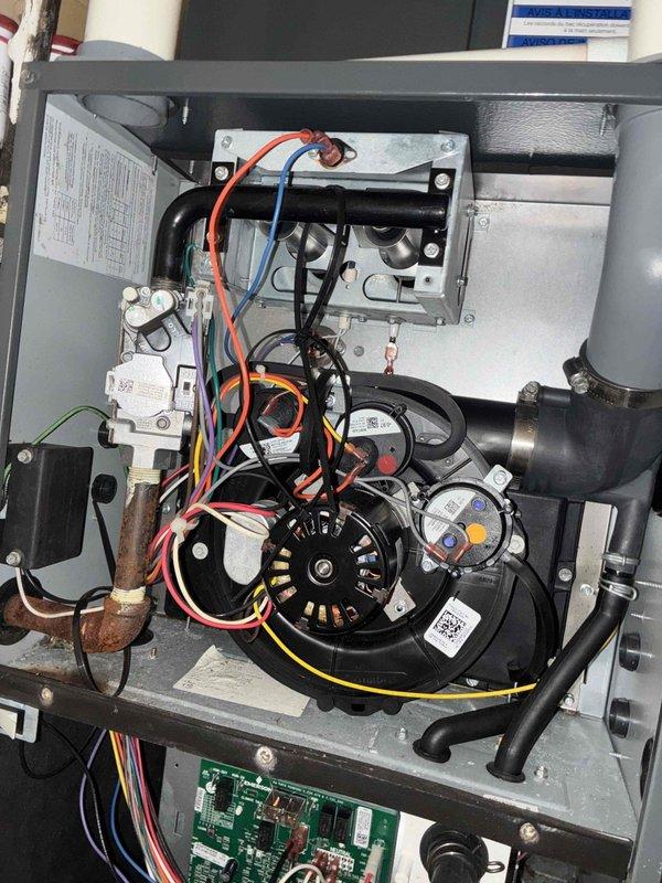 Completed scheduled preventive maintenance on two residential HVAC cooling systems. Performed comprehensive inspections of both units, including examination of control boards, electrical connections, and wiring harnesses. Inspected blower motor assemblies, verified proper operation of gas valves, and checked all safety controls. Examined heat exchanger components, refrigerant lines, and electrical terminals for signs of wear or deterioration. Verified all wire connections were secure, tested circuit board functionality, and confirmed proper airflow through both systems. All components found operating within normal parameters. Systems ready for continued seasonal operation.
