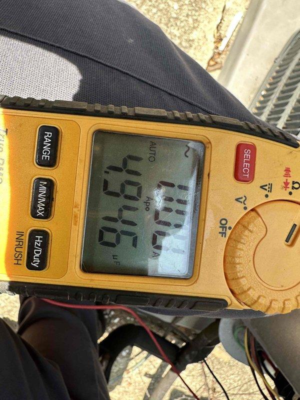 Completed comprehensive cooling system tune-up and performance evaluation. Performed electrical diagnostics using digital multimeter to verify proper voltage, amperage, and system operation at the outdoor condensing unit. All measurements confirmed equipment operating within manufacturer specifications, and system found to be functioning properly with no issues requiring immediate attention.