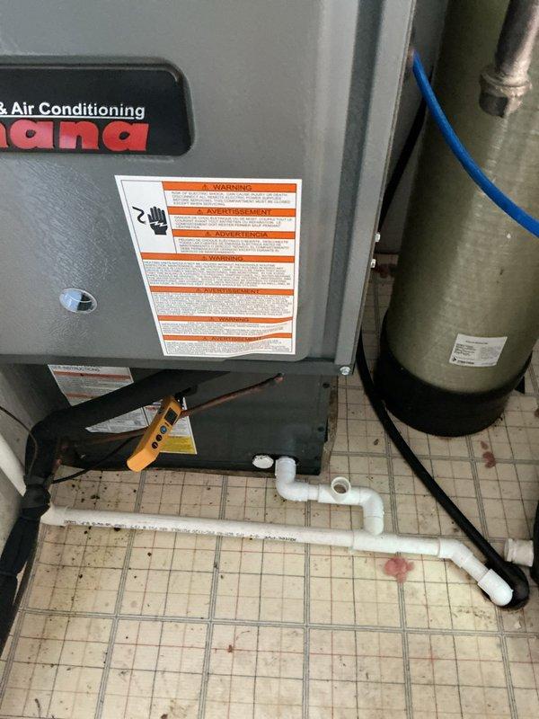 Responded to customer complaint of air conditioning unit unable to cool below 75 degrees. Inspected system including condenser unit and air handler assembly. Evaluated 16x25x4 air filter condition and verified proper installation in horizontal filter rack. Assessed condensate drain lines, refrigerant lines, and overall system operation to diagnose cooling performance issue.