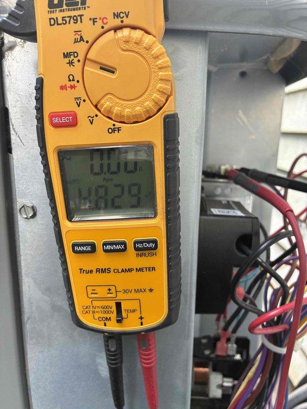 Completed scheduled cooling system maintenance visit on residential HVAC unit. Performed comprehensive electrical diagnostics using digital clamp meter to verify proper amperage draw and voltage readings across all system components, confirming equipment is operating within manufacturer specifications.