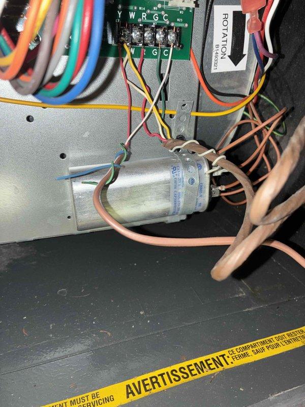 Completed routine cooling maintenance on HVAC system. Performed temperature diagnostics using digital measuring equipment, recording supply air temperature of 83.8°F at the unit. Inspected and verified proper operation of all electrical components including control board terminals, run capacitor, and associated wiring connections. All components found to be in normal working condition with no deficiencies noted.