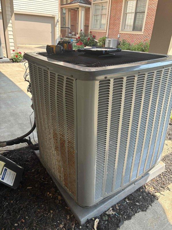 Completed routine HVAC cooling system maintenance on residential split system. Inspected and replaced air filter, verified proper operation of outdoor condenser unit, and confirmed all components functioning within normal parameters.
