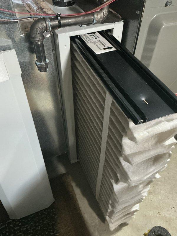 Conducted an HVAC estimate for air conditioning replacement at a residence where the furnace was previously replaced six months ago. Evaluated the existing system, documented the current equipment configuration including air handler with filtration system and electrical service panel, and provided options for AC replacement to facilitate a same-day decision.