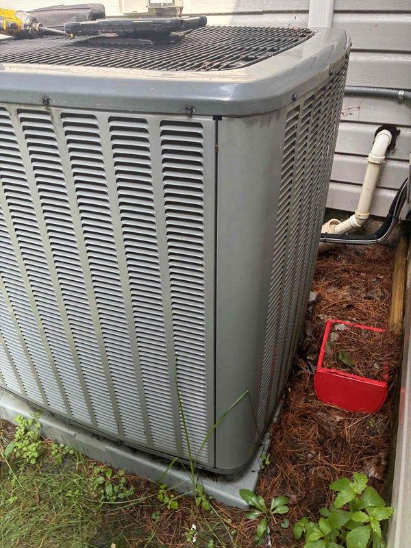 Completed routine preventive maintenance on residential air conditioning system as part of ongoing cooling season service plan. Inspected outdoor condenser unit, verified proper electrical readings with clamp meter showing normal voltage and amperage levels, and confirmed system operational status. All components functioning within manufacturer specifications with no issues identified requiring immediate attention.