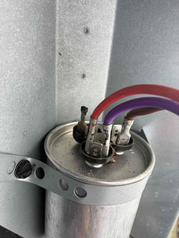 Responded to no cooling complaint on residential air conditioning system. Upon inspection, diagnosed failed capacitor on outdoor condensing unit. Replaced defective capacitor with manufacturer-approved component, restored system to normal operation, and verified proper cooling functionality before departure.