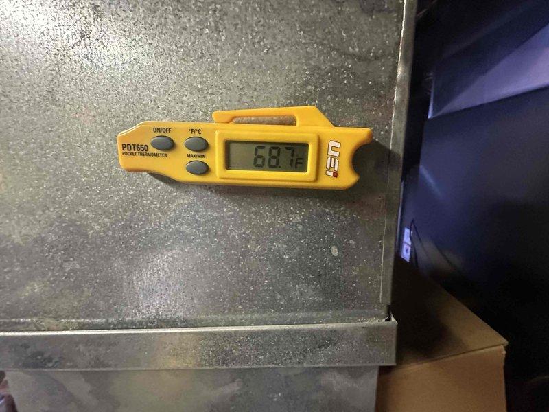Completed routine cooling system maintenance as part of ongoing preventive service agreement. Inspected electrical connections and terminals, verified proper wire terminations at connection points, and documented system operating temperature at 68°F using calibrated digital thermometer. All electrical connections found secure with no signs of overheating or deterioration noted at terminal blocks.