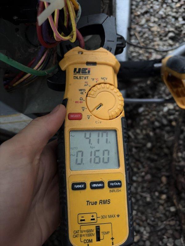 Completed scheduled preventive maintenance on residential cooling system. Performed comprehensive system diagnostics including temperature differential measurements across the evaporator coil, recording supply air temperature of 66.0°F. Verified electrical parameters at the outdoor condensing unit, measuring compressor amperage draw of 4.11 amps and confirming proper operational current within manufacturer specifications. System operating efficiently with all components functioning as designed.