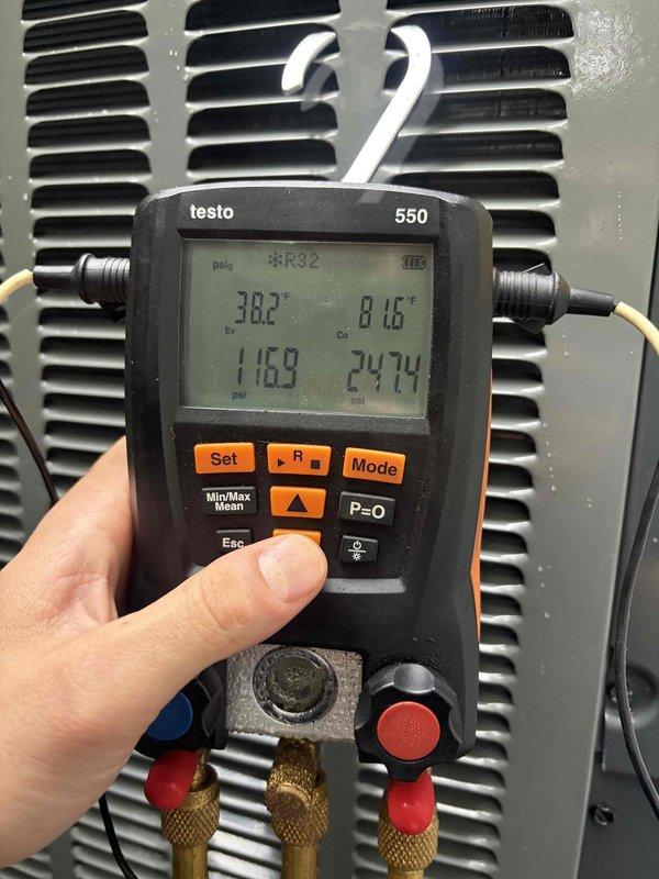Successfully completed installation of two air conditioning units with a two-zone Honeywell control system. Installed new equipment, verified proper refrigerant charge using R32 refrigerant, and confirmed system operation with temperature and pressure readings within manufacturer specifications across both zones.