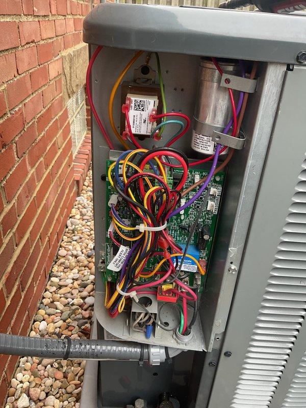 Completed comprehensive preventive maintenance on residential cooling system. Performed thorough inspection of outdoor condensing unit, verifying proper operation of compressor, capacitors, and electrical controls including circuit board and all wiring connections. Inspected indoor air handler and ductwork, confirming humidifier integration and airflow distribution throughout the system. All components found operating within normal parameters with no deficiencies noted.
