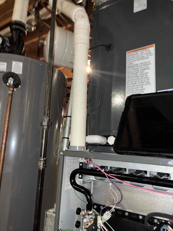 Completed routine HVAC cooling system maintenance on residential forced air unit. Performed standard inspection of air handler, verified proper operation of all mechanical components, examined condensate drain lines for proper flow, and assessed air filtration system which showed moderate dust accumulation on filter media. All equipment found operating within normal parameters with no immediate service needs identified.
